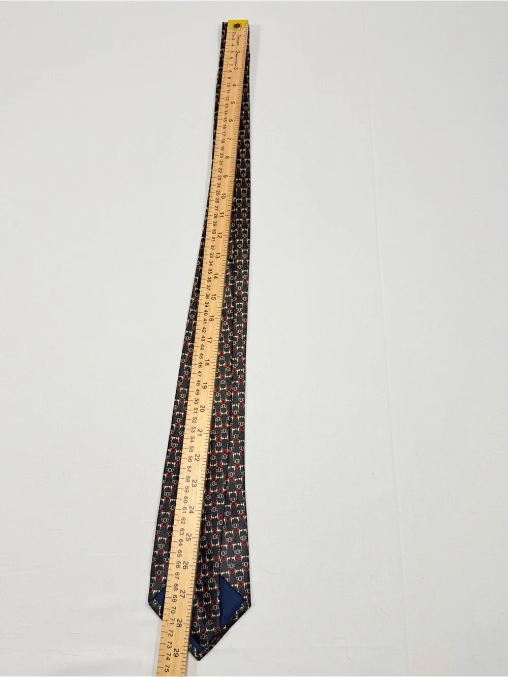 Vintage Studio 890 Navy Silk Chain Ring Print Necktie New York Milano